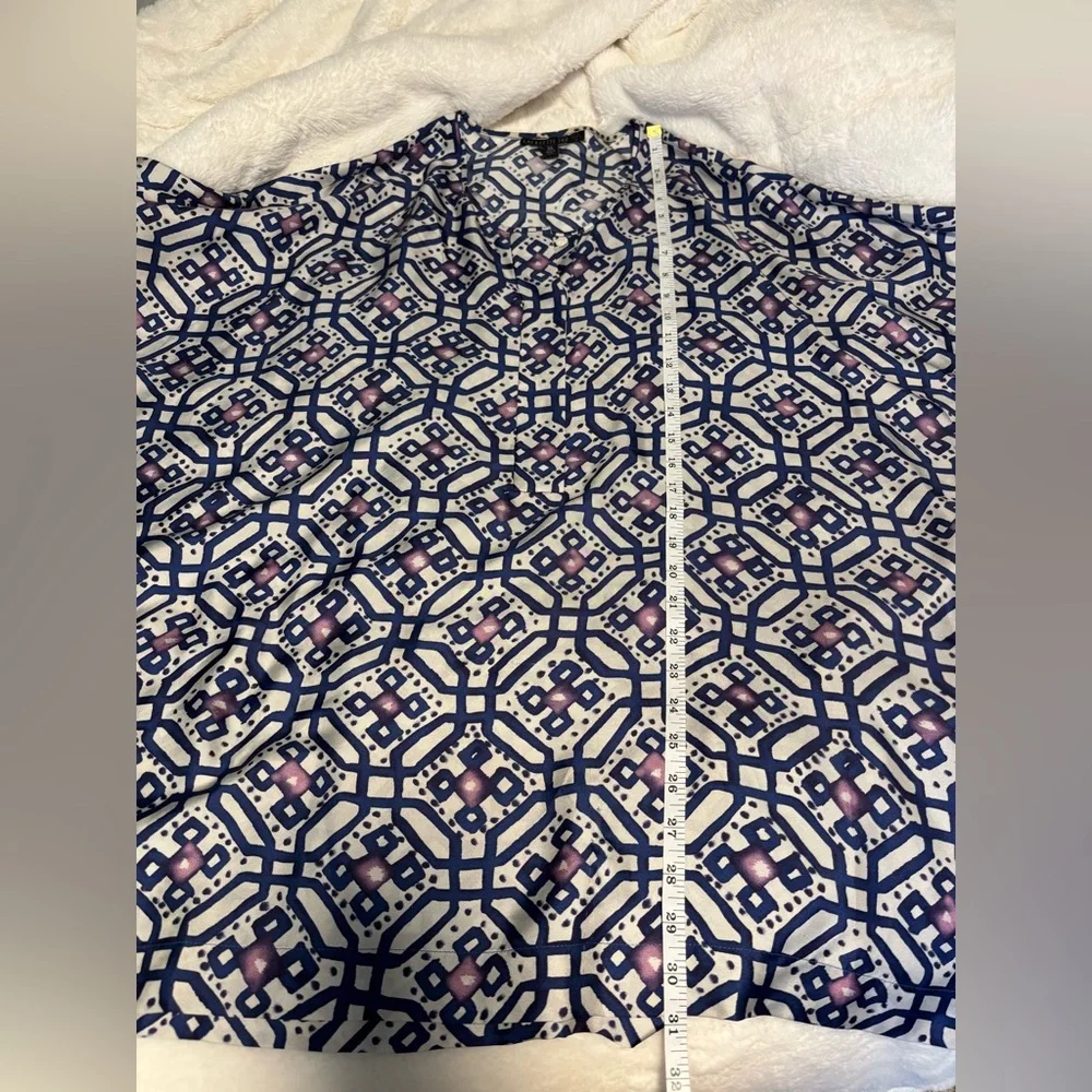 Lafayette 148 New York Blue Purple Geometric Full Silk Natural Fiber Swim Cover